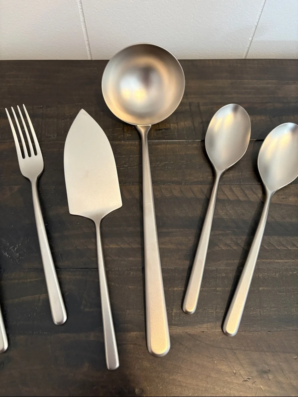 QUINCE NIB Gia Minimalist 6 Piece Serving Utensil Set Brushed Stainless Steel